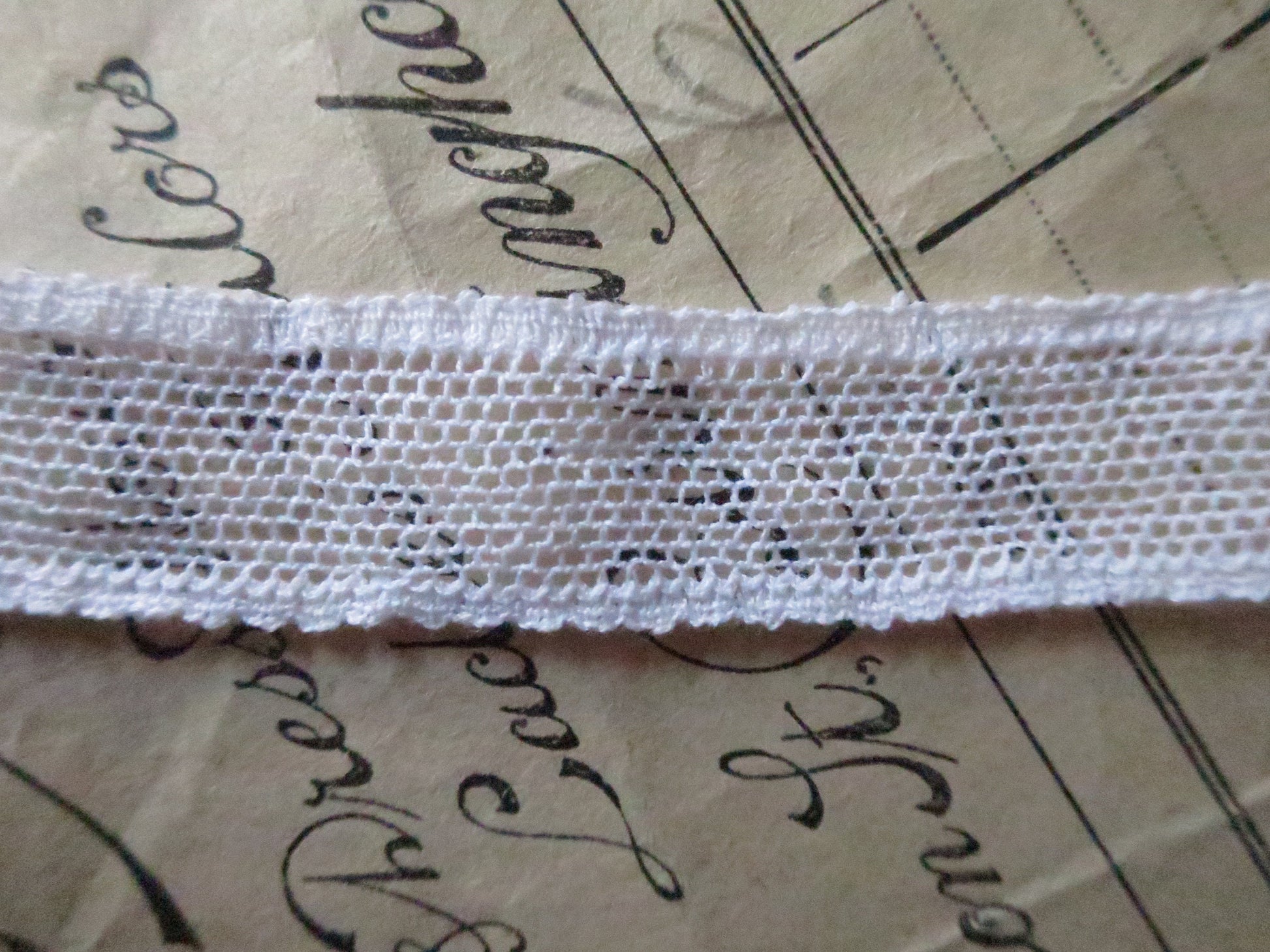 White English Nottingham Lace- Plain Net- Insertion- 1.5 cm