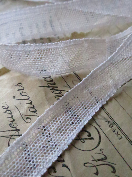 White English Nottingham Lace- Plain Net- Insertion- 1.5 cm