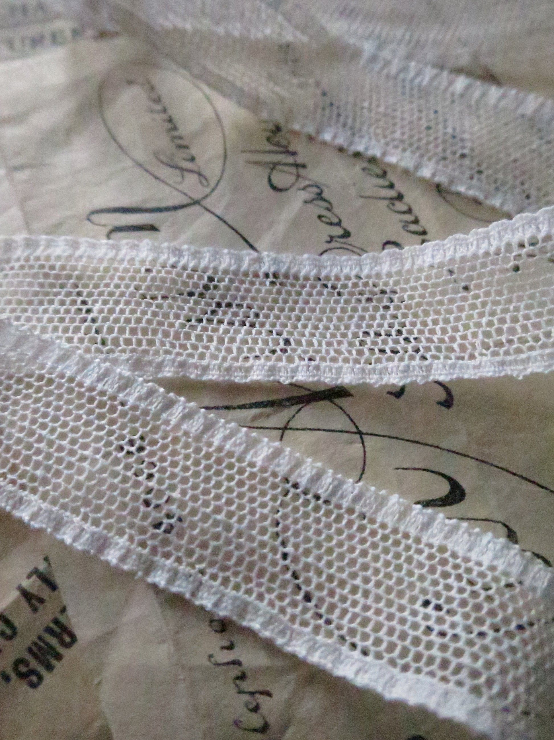 Off White English Nottingham Lace- Plain Net Insertion- 1.5 cm