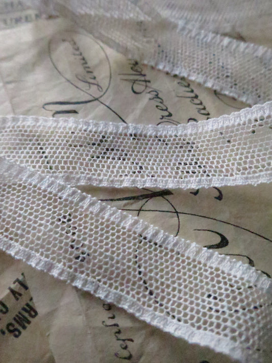 Off White English Nottingham Lace- Plain Net Insertion- 1.5 cm