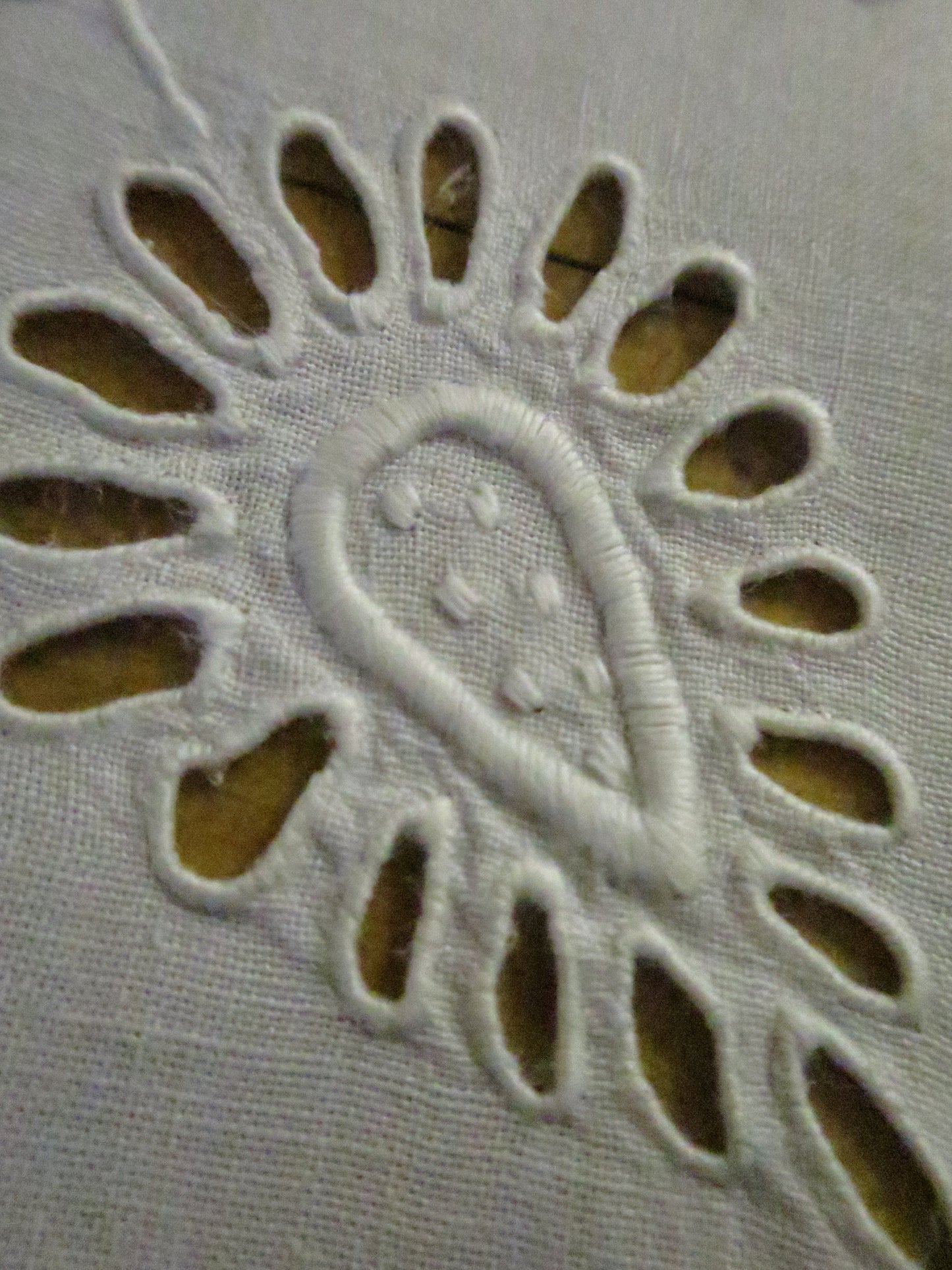 Art Deco Edwardian Irish Linen Table Cloth- Hand Worked Whitework Eyelet Embroidery & Drawn Threads