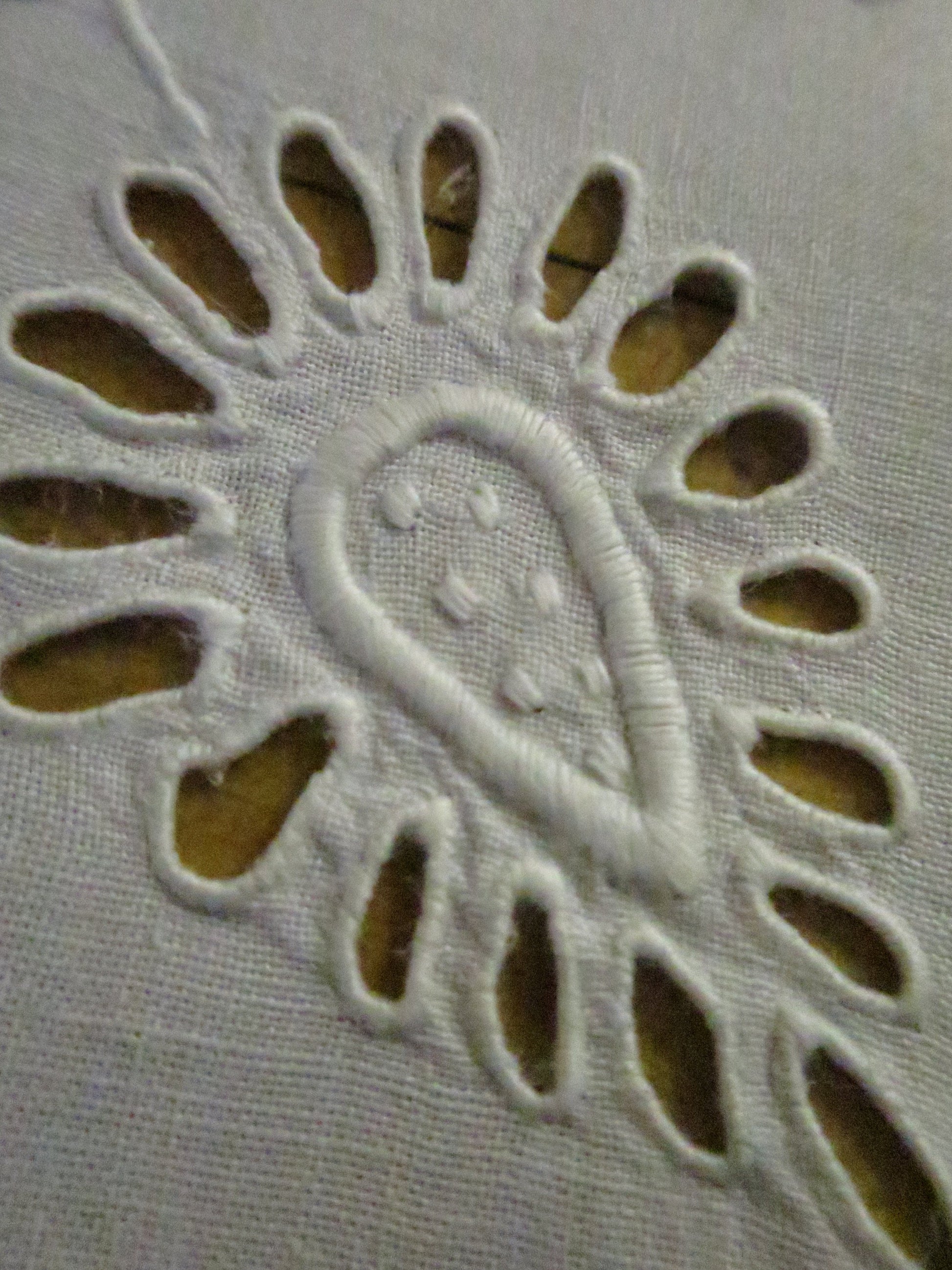 Art Deco Edwardian Irish Linen Table Cloth- Hand Worked Whitework Eyelet Embroidery & Drawn Threads