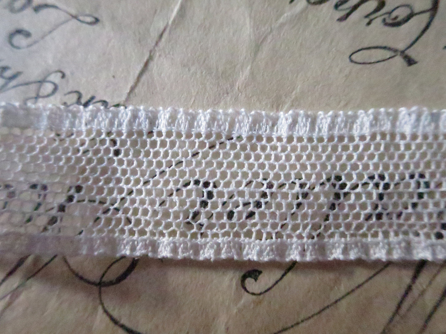 Off White English Nottingham Lace- Plain Net Insertion- 1.5 cm