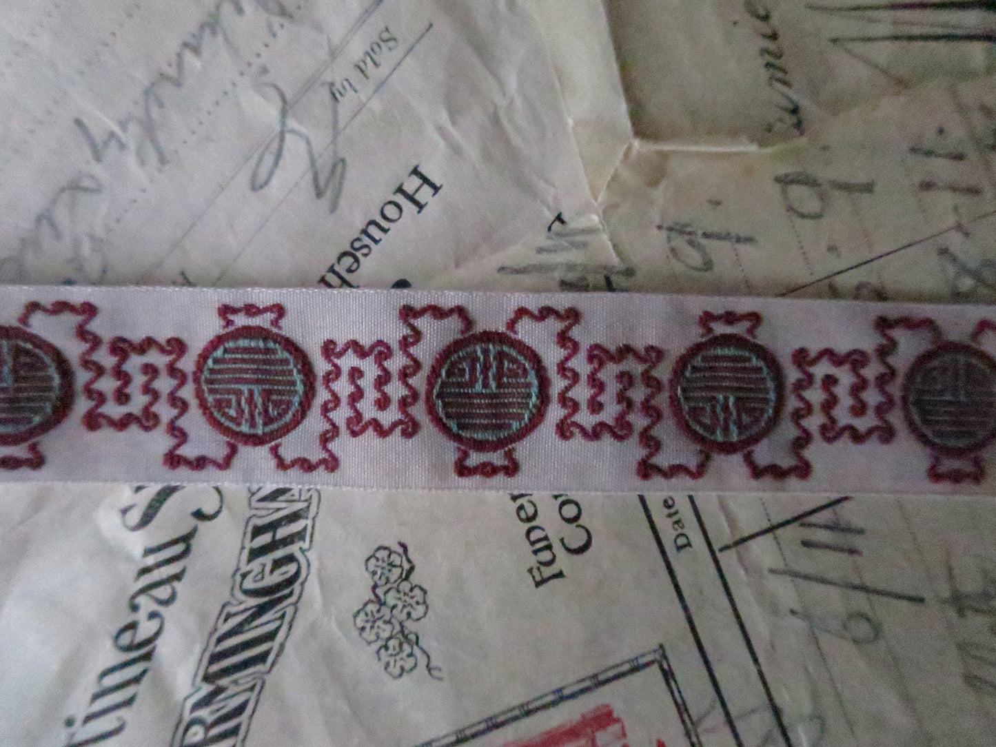 Antique Wax Seals- 20 mm Jacquard Woven Ribbon