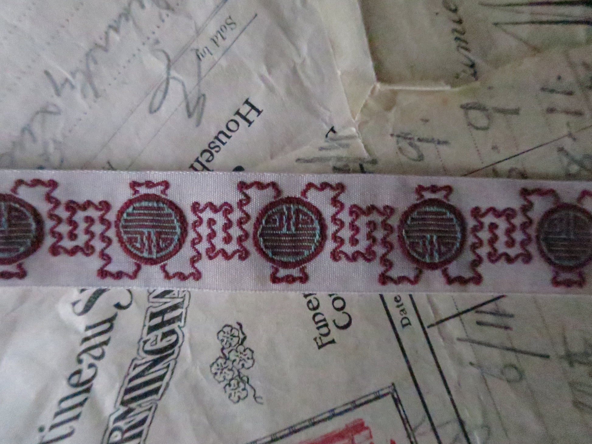 Antique Wax Seals- 20 mm Jacquard Woven Ribbon