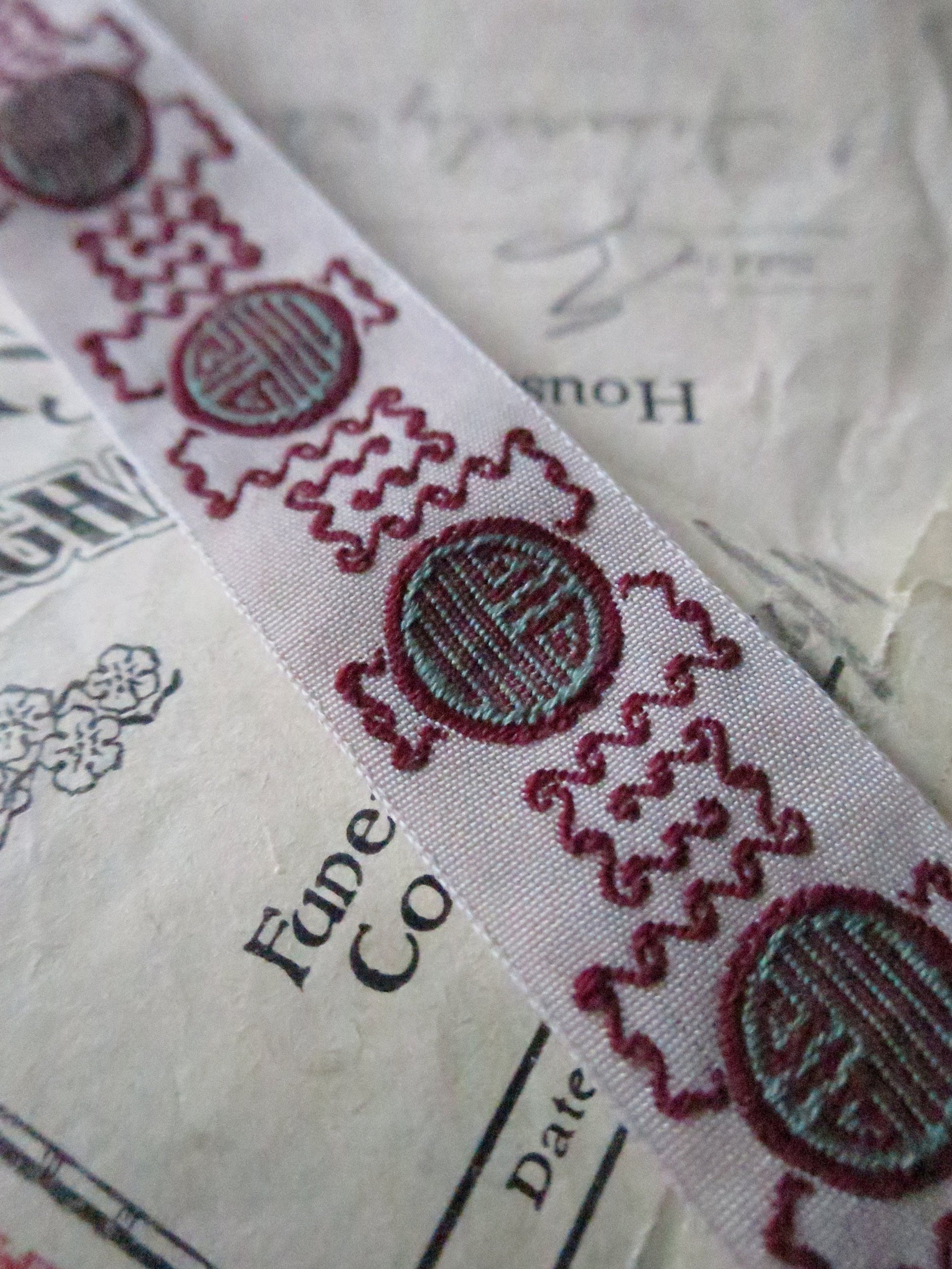 Antique Wax Seals- 20 mm Jacquard Woven Ribbon