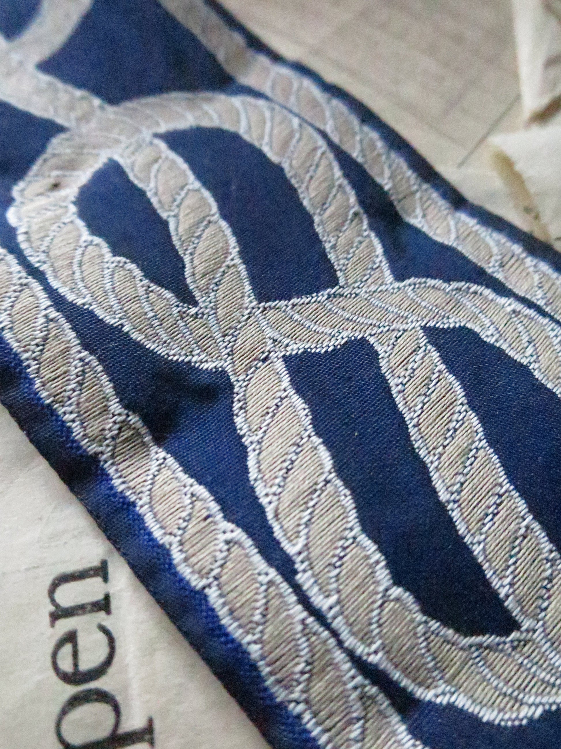Remnants Nautical Knots 60 mm Jacquard Woven Ribbon- Navy Blue