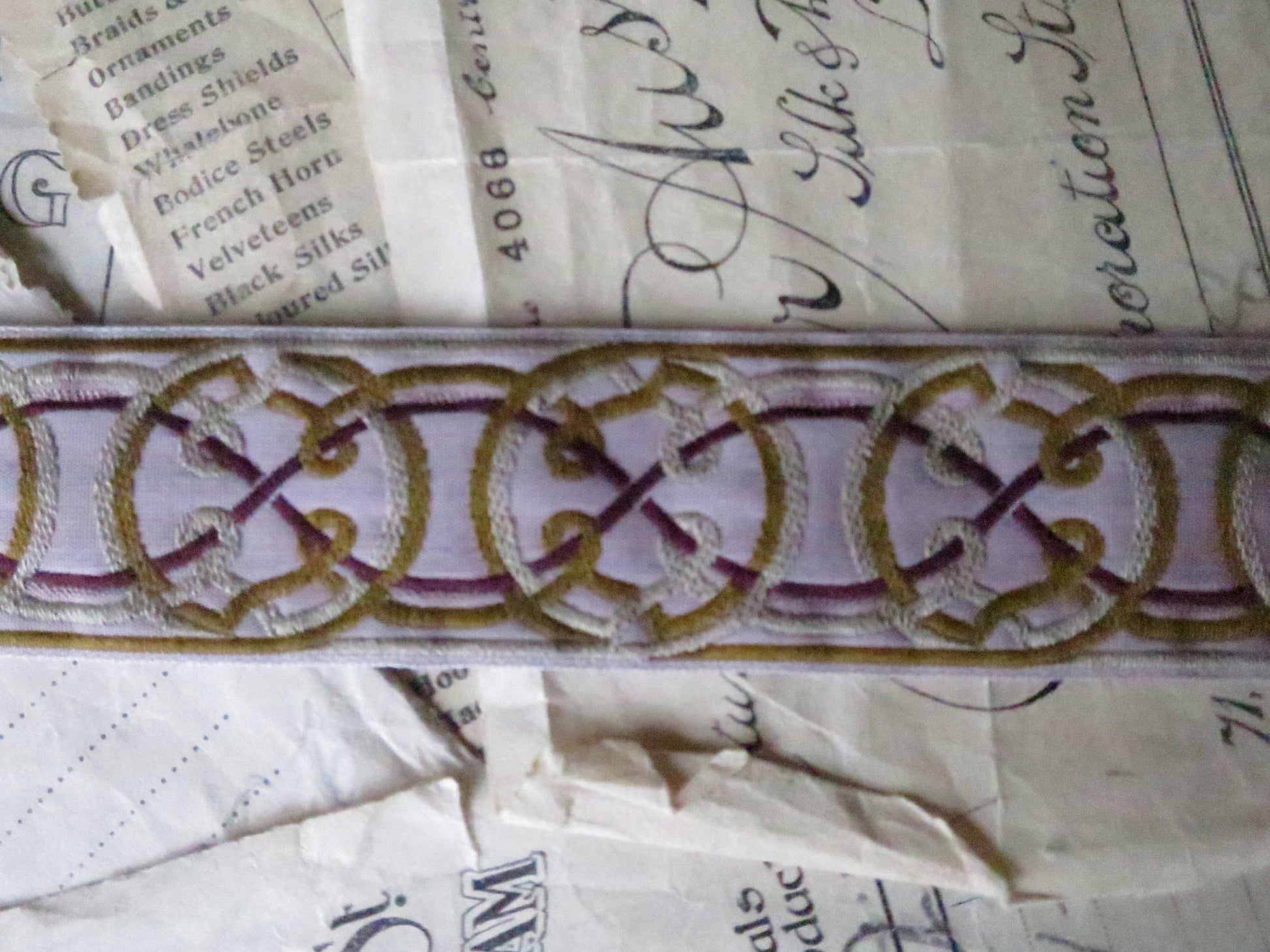 Celtic Knots- Grey & Maroon- 32 mm Jacquard Woven Ribbon