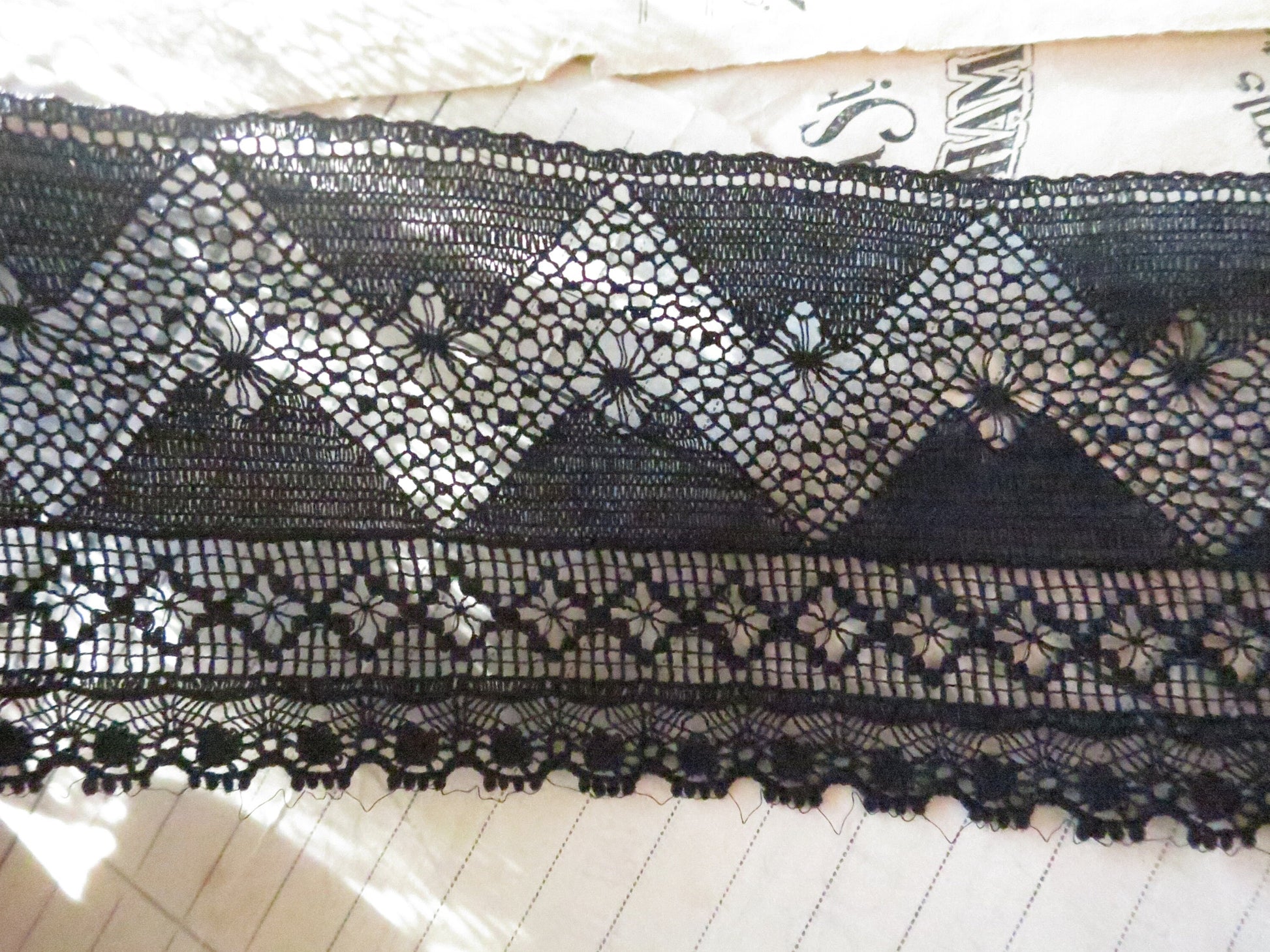 Black English Nottingham Fine Valenciennes Lace- Zig Zag- 5.5 cm