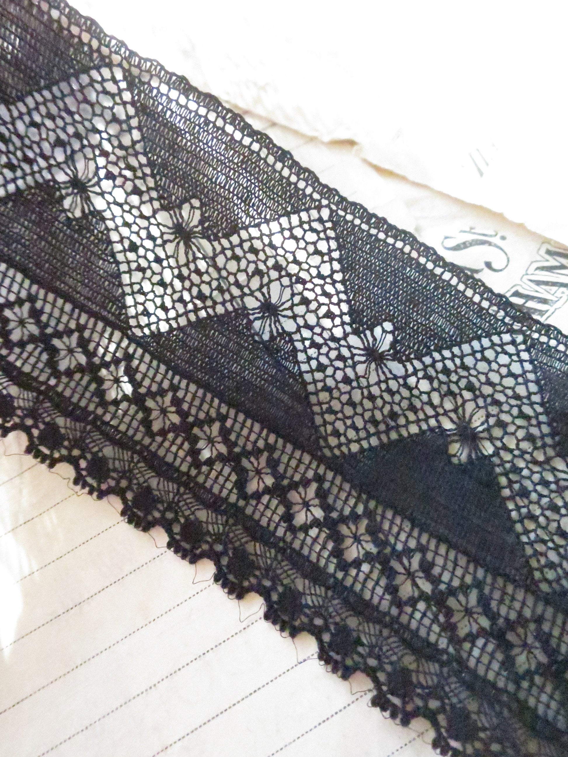 Black English Nottingham Fine Valenciennes Lace- Zig Zag- 5.5 cm