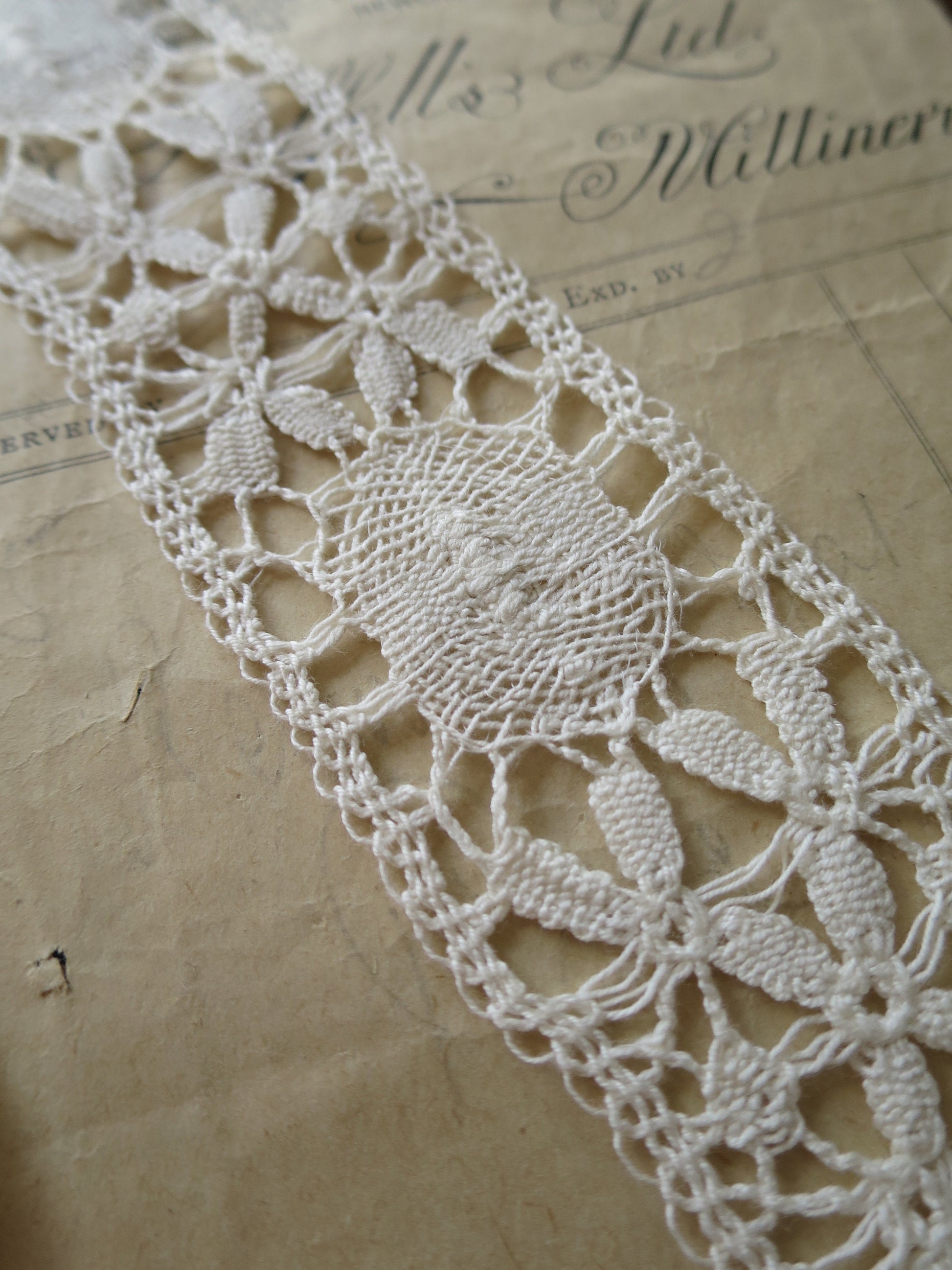 Ecru English Nottingham Cluny Lace- Traditional Torchon - Insertion- 4.3 cm