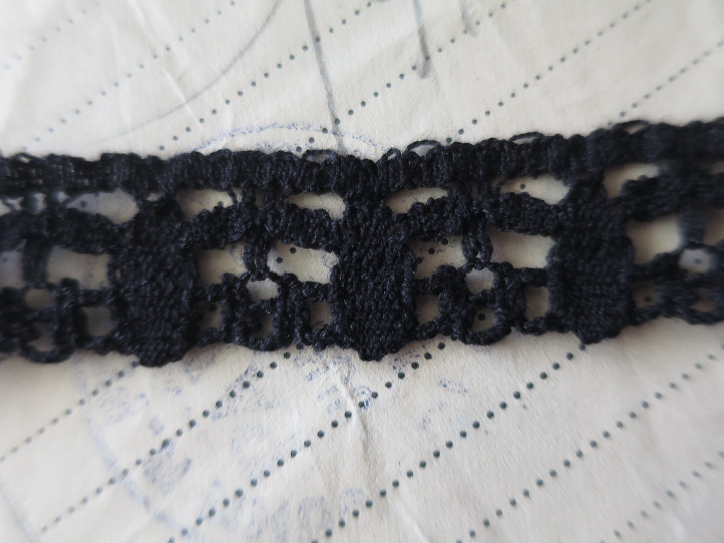 Black English Nottingham Cluny Lace- Teardrops- 2 cm