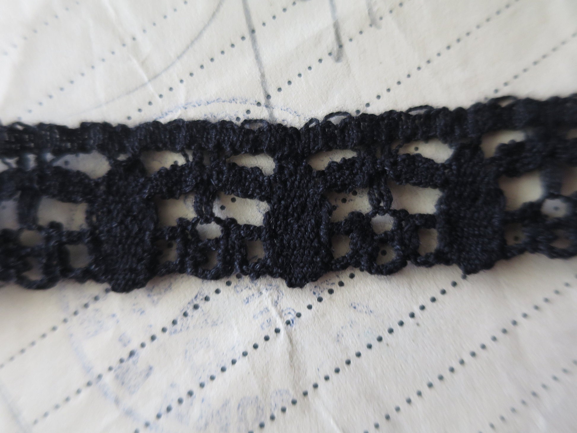 Black English Nottingham Cluny Lace- Teardrops- 2 cm