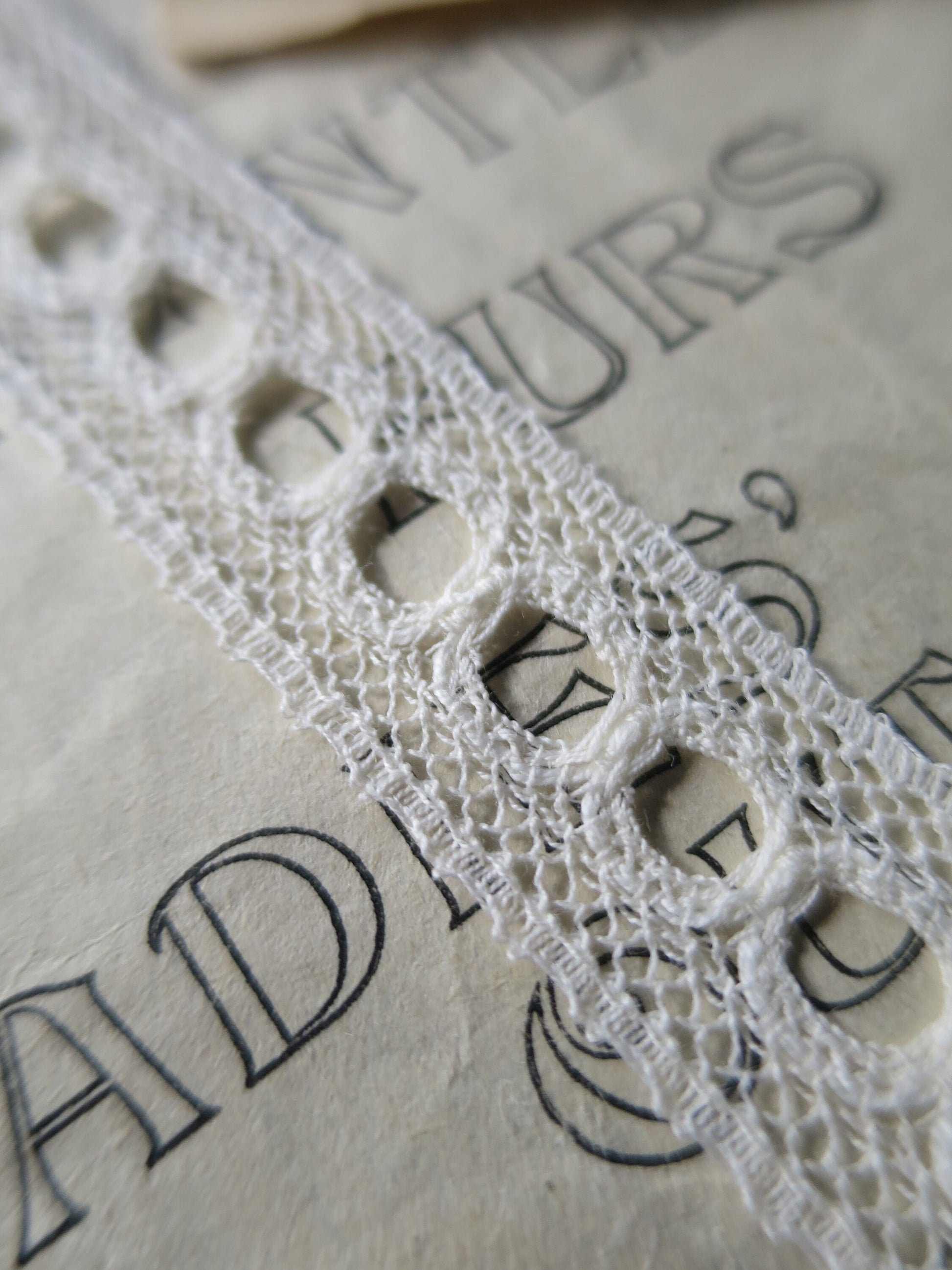 Off White English Nottingham Lace- Valenciennes Eyelet Insertion- 1.7 cm