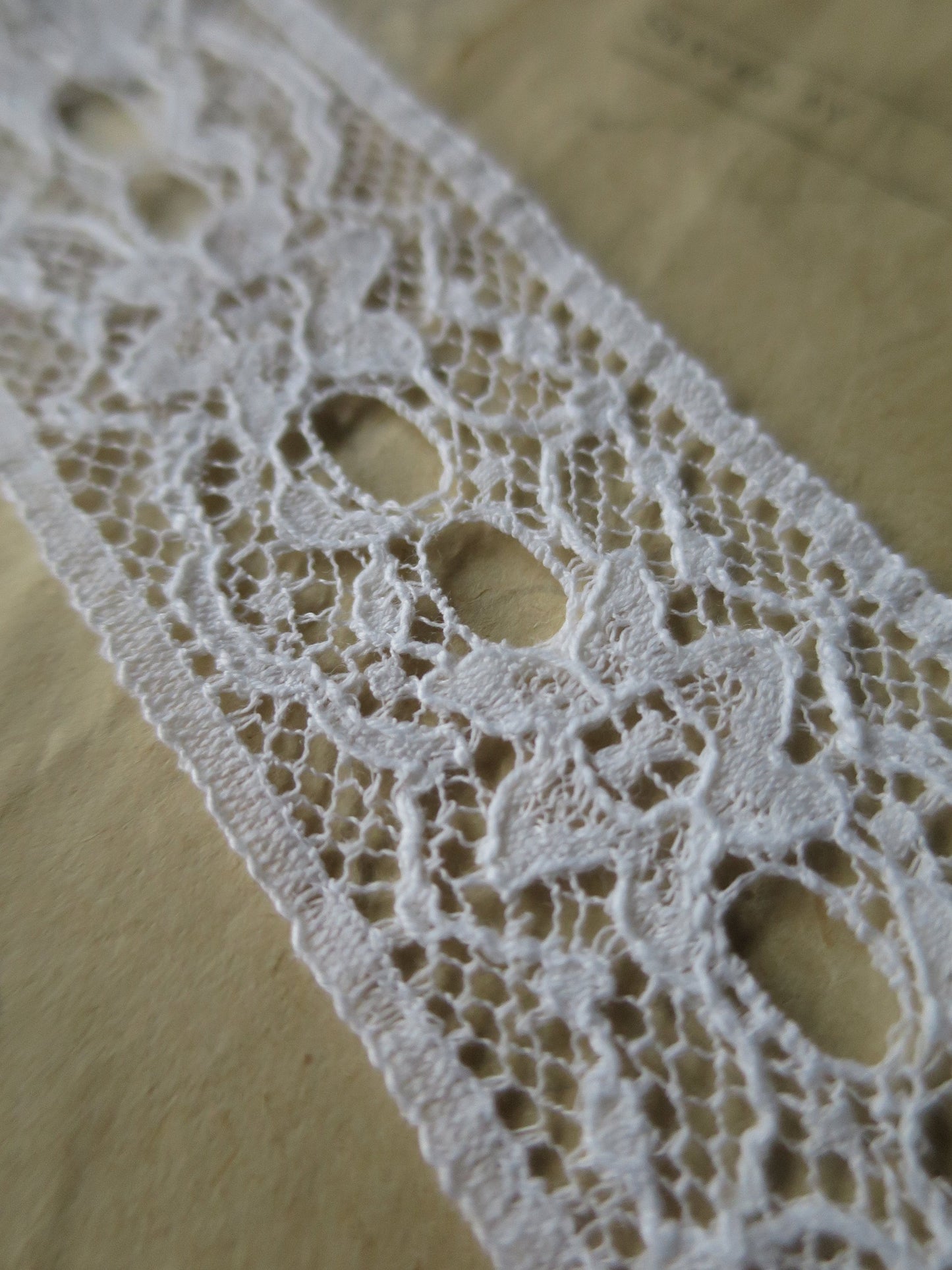 White English Nottingham Lace- Floral Double Eyelet Insertion Lace