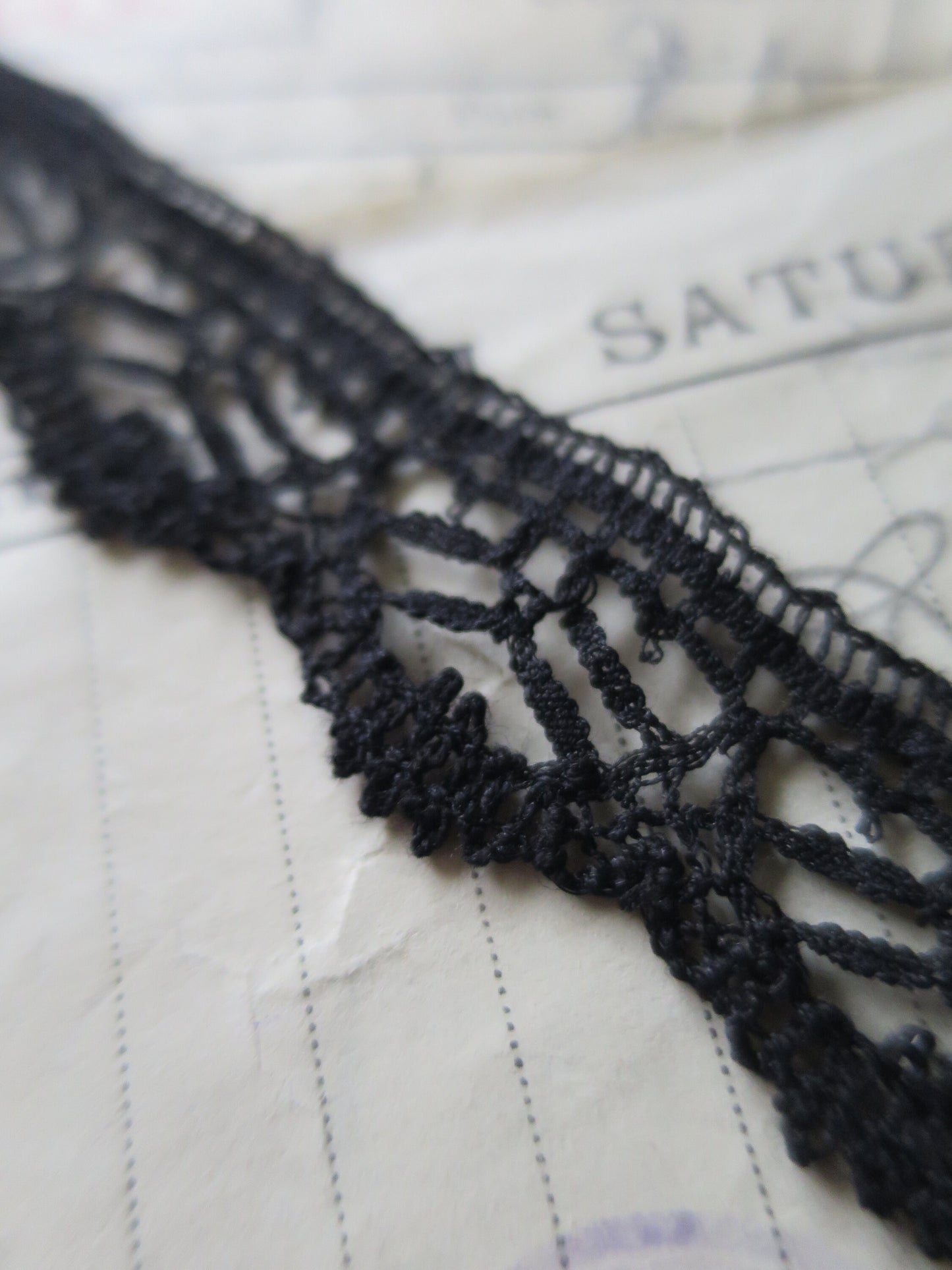 Black English Nottingham Lace- Le Puy/ Bedfordshire/ Guipure- 1.7 cm