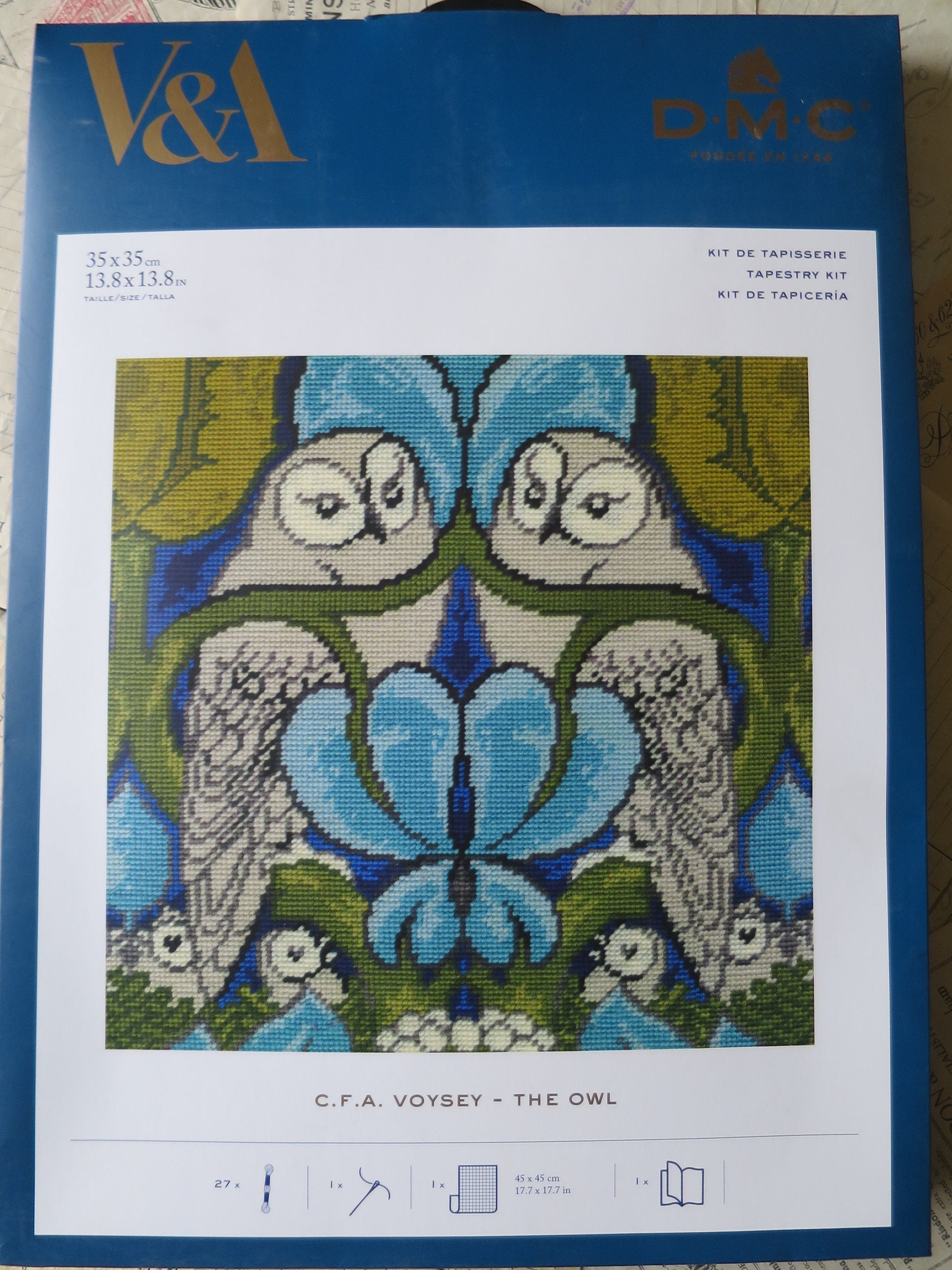 V&A CFA Voysey The Owl Cushion Front Tapestry Kit