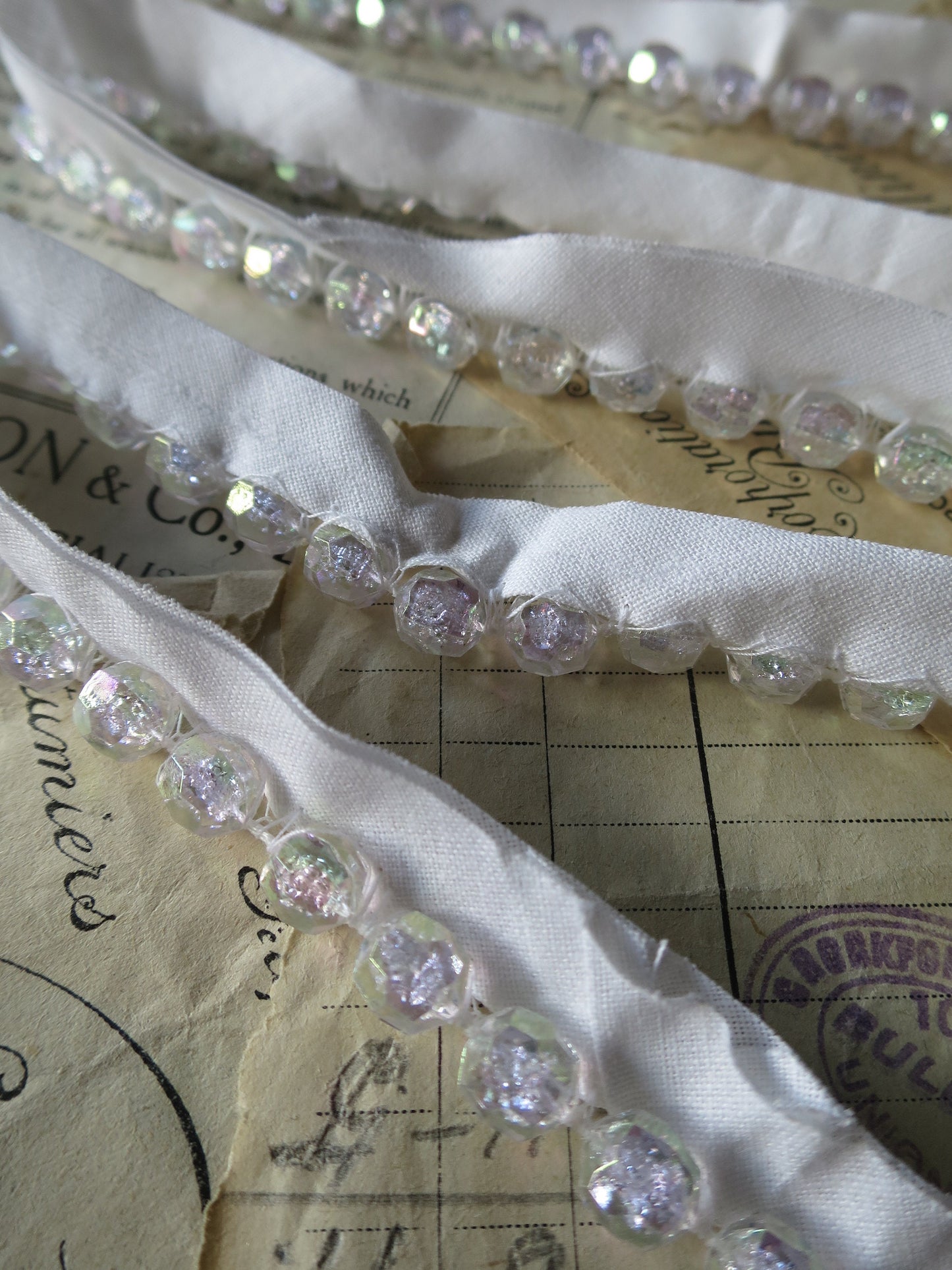 Iridescent Glass Beaded Trim