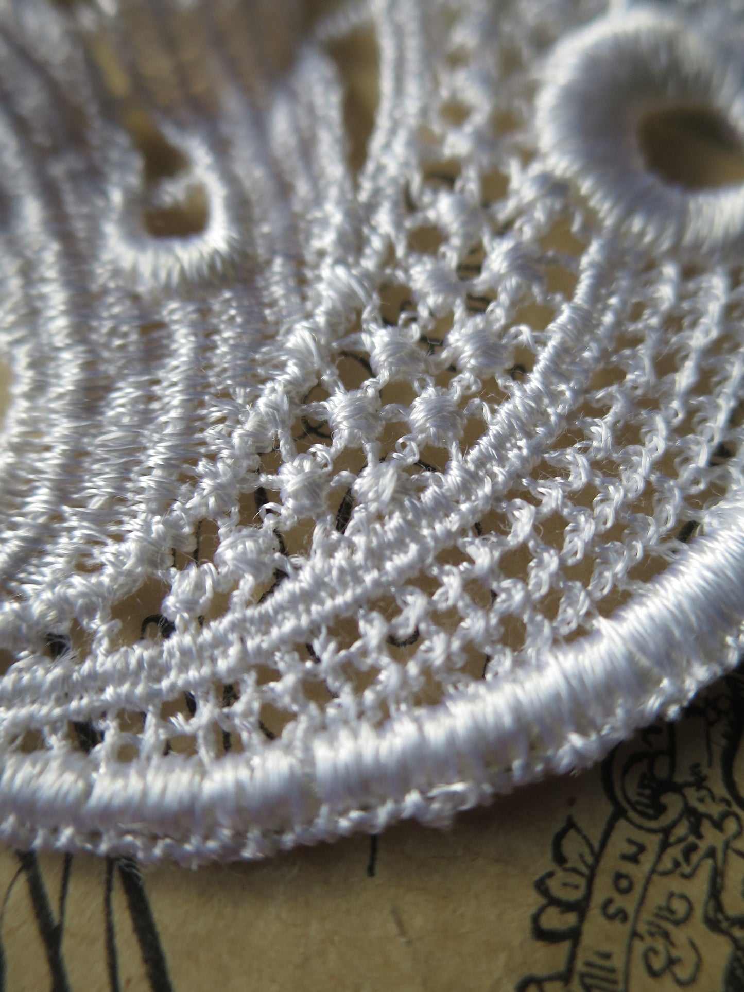 Pair Off White Embroidered Guipure Lace Floral Appliques