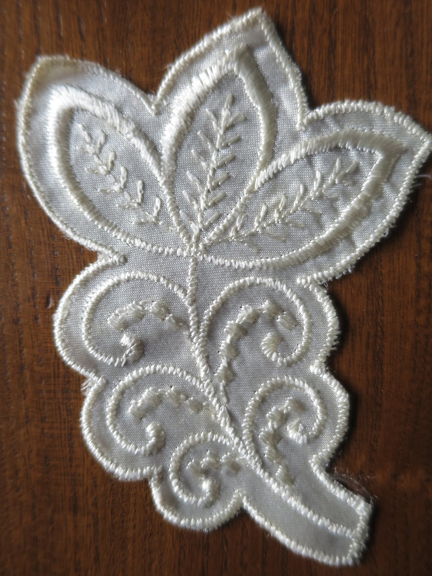 Pair Cream Embroidered Silky Rayon Applique
