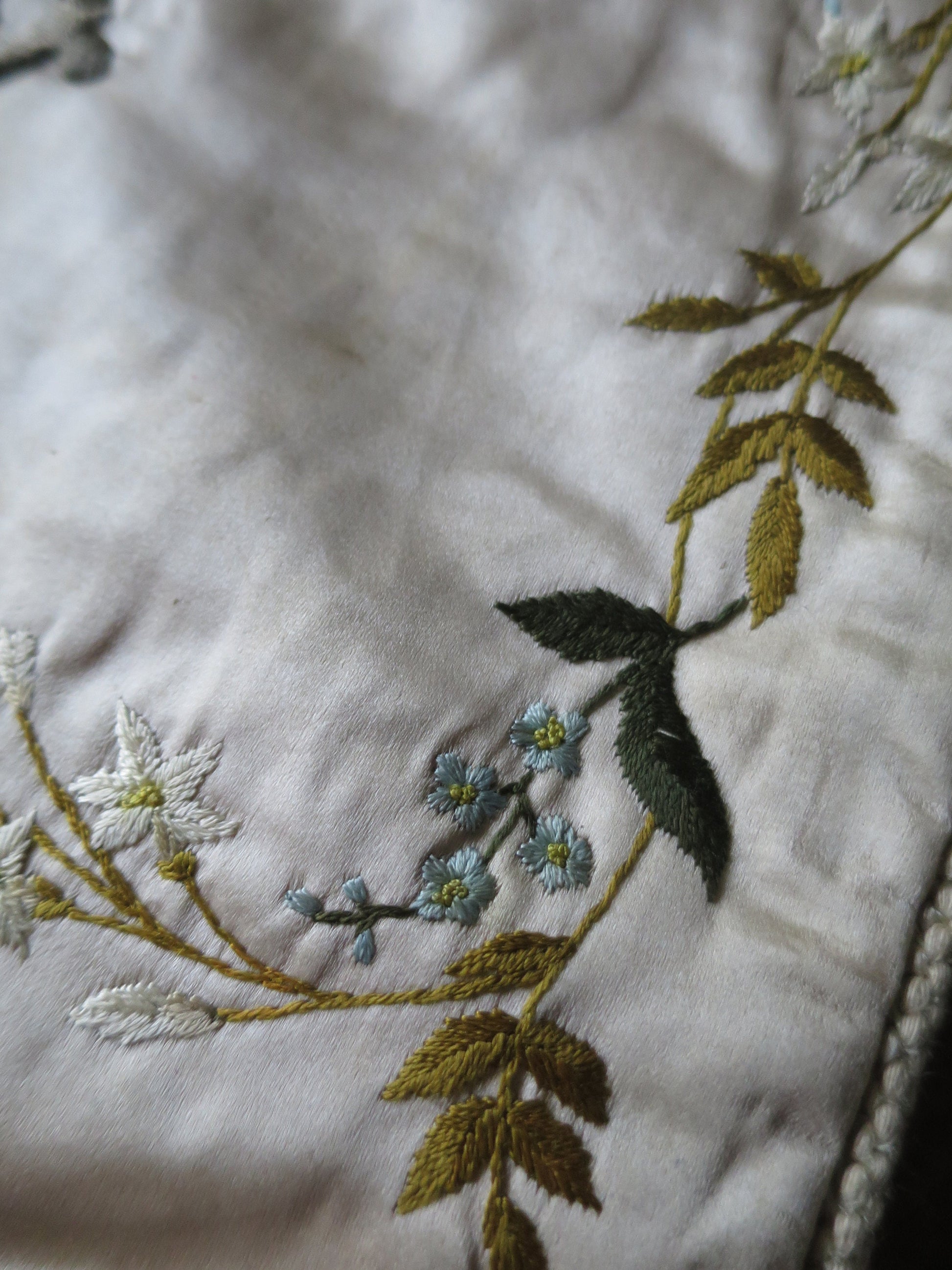 Antique Victorian Silk Padded Hand Embroidered Nightdress Case