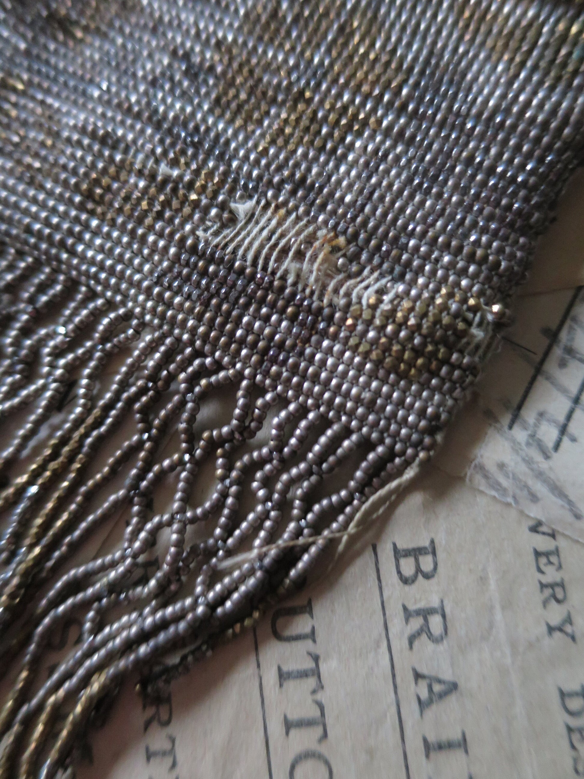 Lovely Antique Art Deco Metallic Micro Beaded Evening Bag