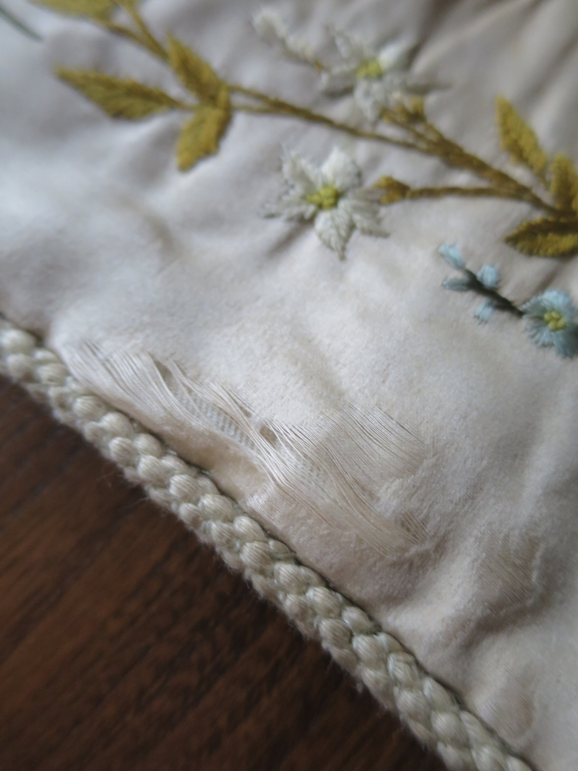 Antique Victorian Silk Padded Hand Embroidered Nightdress Case