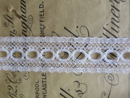 White English Nottingham Lace- Valenciennes Eyelet Insertion- 1.7 cm