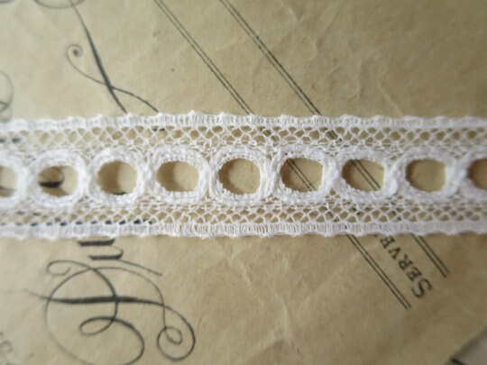 Ecru English Nottingham Lace- Valenciennes Eyelet Insertion- 1.7 cm
