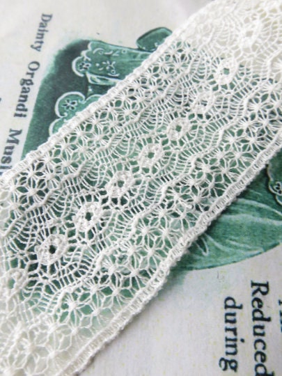 Ecru English Nottingham Lace- Delicate- Insertion- 2.7 cm