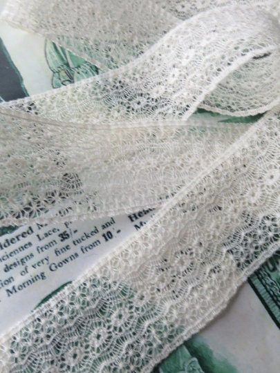 Ecru English Nottingham Lace- Delicate- Insertion- 2.7 cm