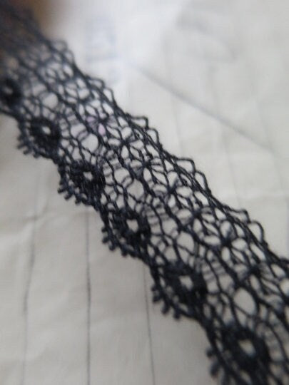 Black English Nottingham Lace- Delicate Lace- 1.2 cm