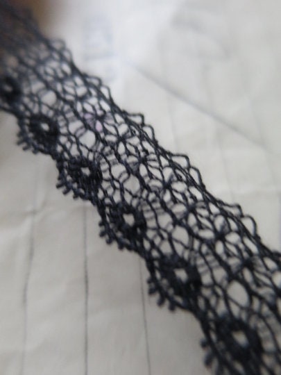 Black English Nottingham Lace- Delicate Lace- 1.2 cm