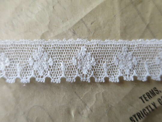 Off White English Nottingham Lace- Diamond Spots- 1.7 cm