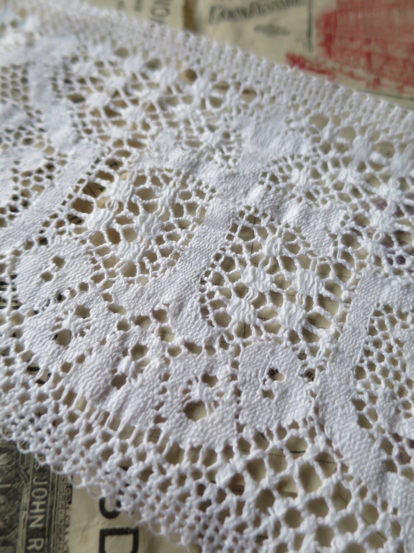 Remnants White English Nottingham Cluny Lace- Liturgical Ecclesiastical Insertion- 12 cm