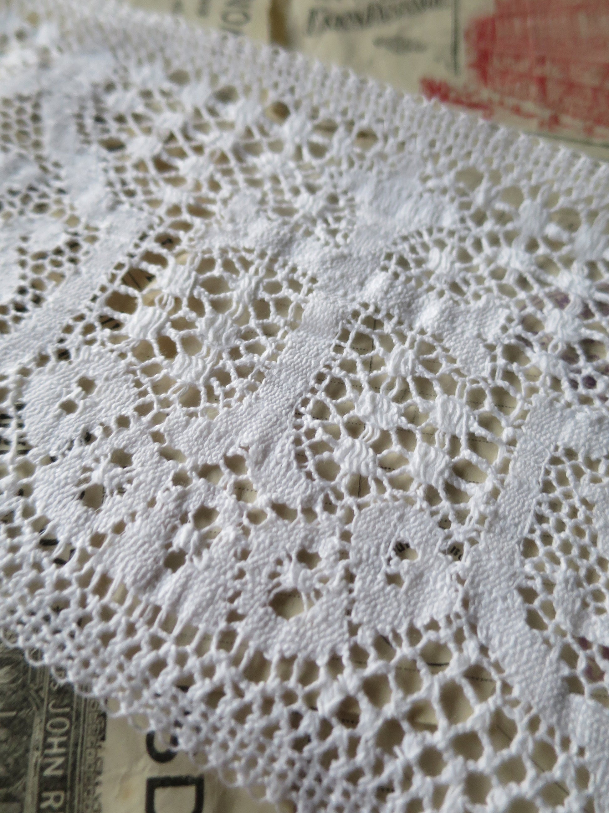 Remnants White English Nottingham Cluny Lace- Liturgical Ecclesiastical Insertion- 12 cm