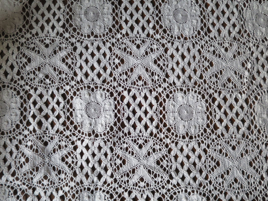 White English Nottingham Liturgical Ecclesiastical Lace Fabric- 140 cm Wide- Sold by the 1/2 Meter