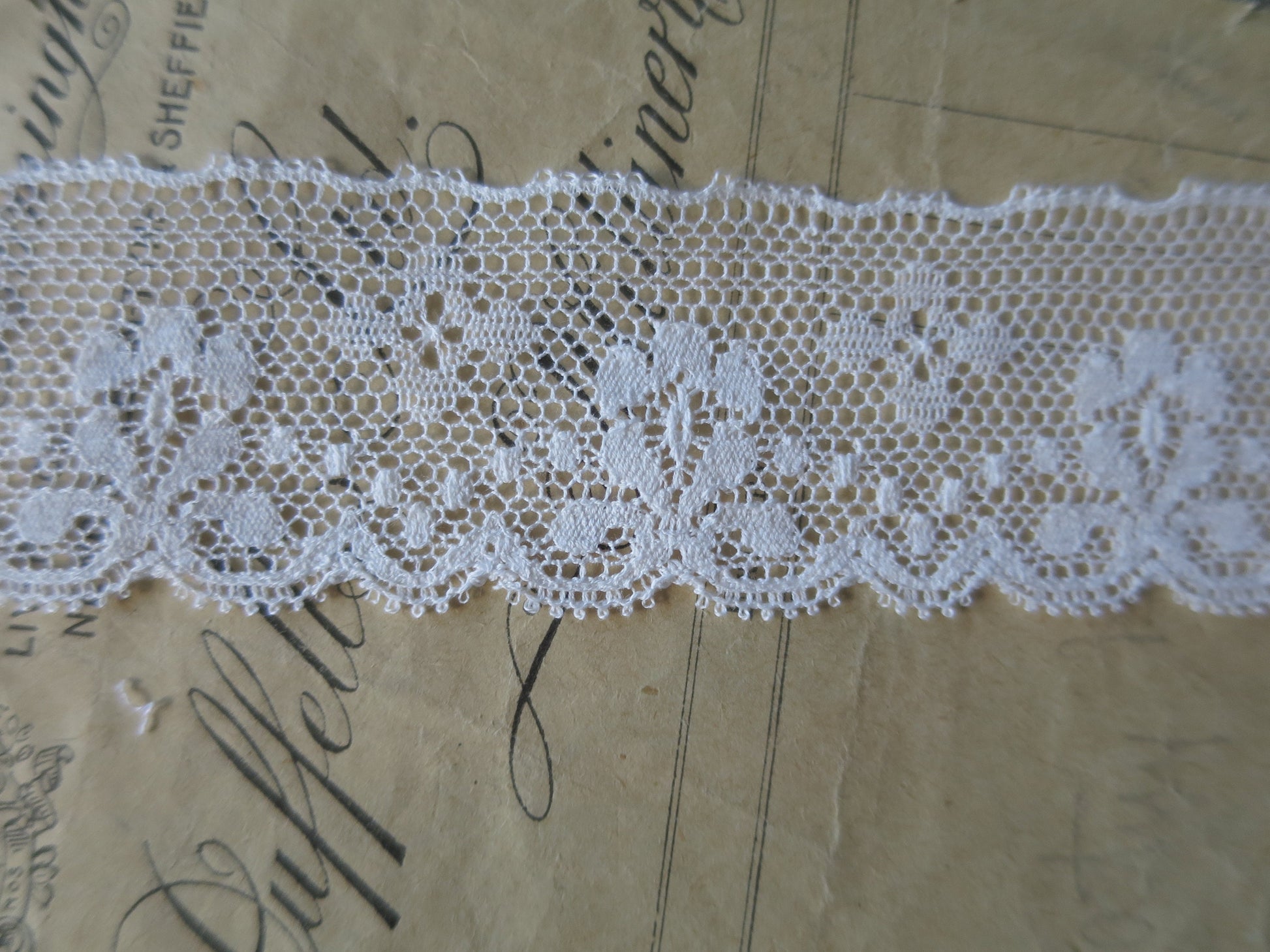 Off White English Nottingham Lace- Valenciennes Floral Spot- 3.5 cm