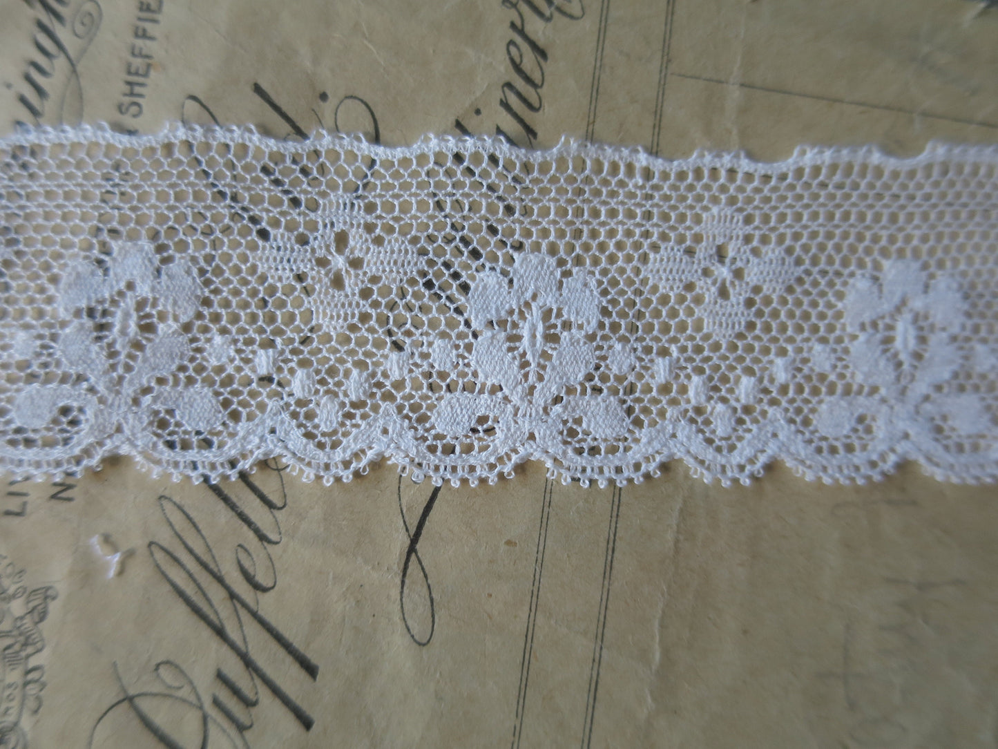 Off White English Nottingham Lace- Valenciennes Floral Spot- 3.5 cm