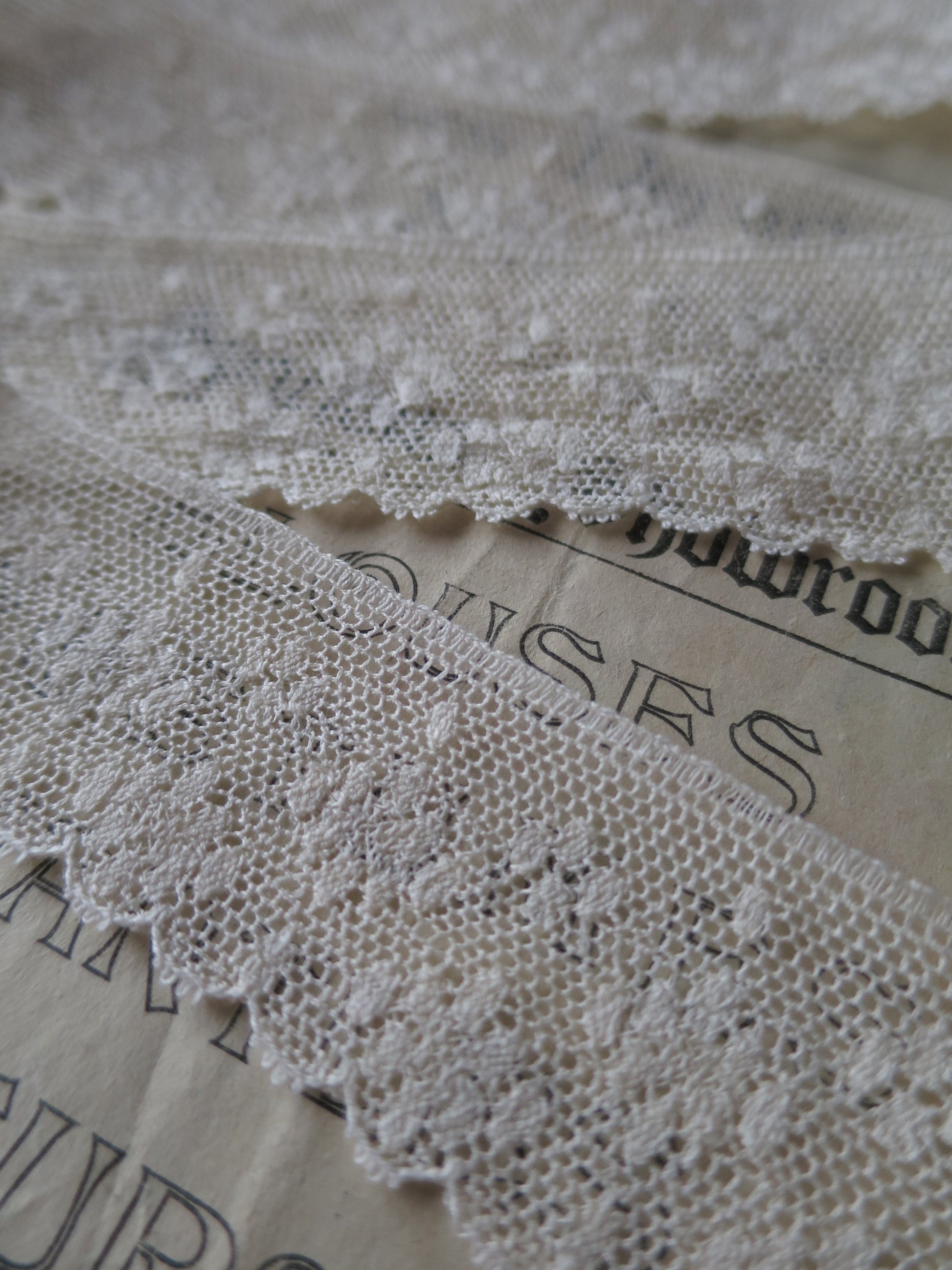 Ecru English Nottingham Lace- Diamond Spots- 3.5 cm
