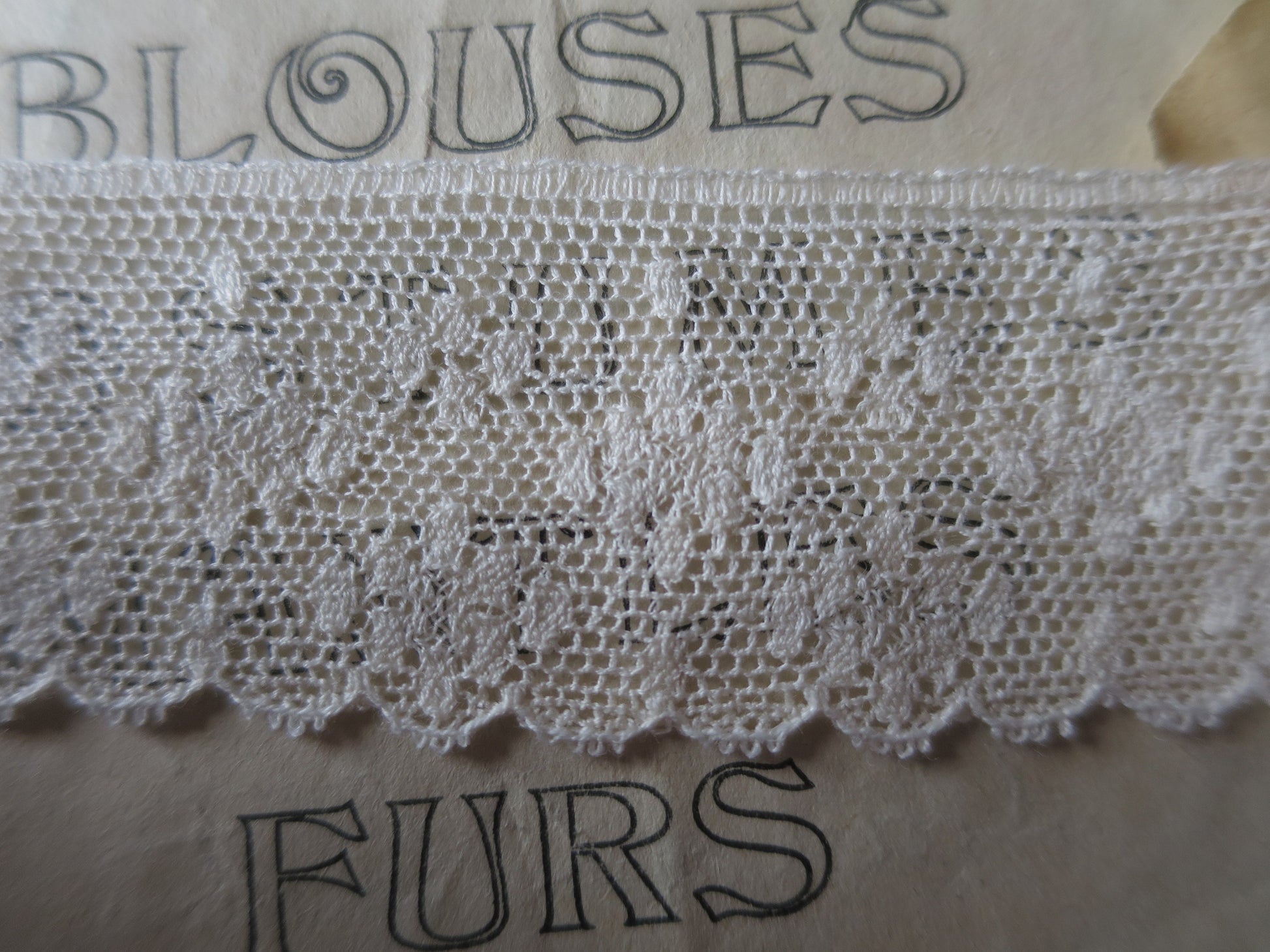 Ecru English Nottingham Lace- Diamond Spots- 3.5 cm