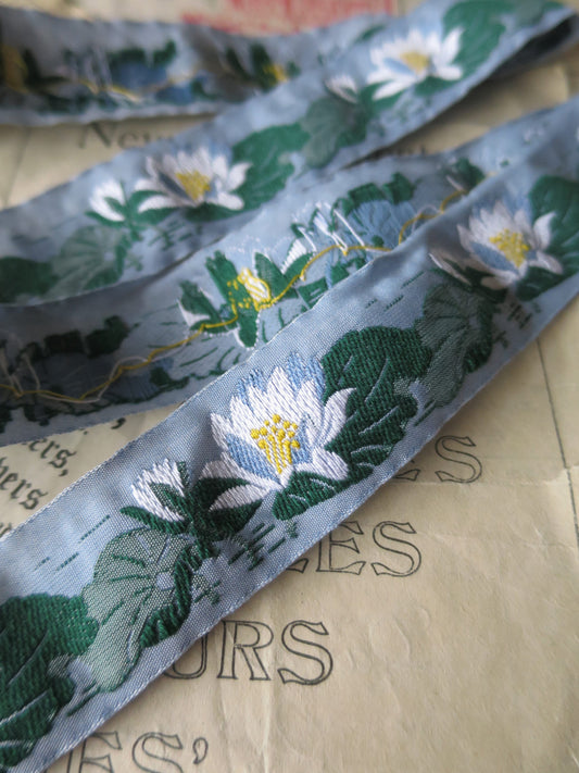 Water Lilies 25 mm Jacquard Woven Ribbon