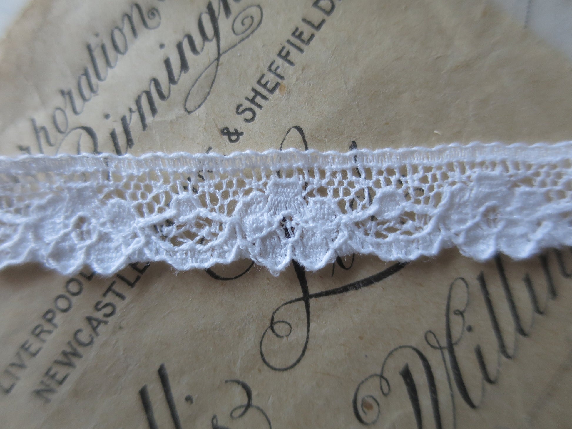 Off White English Nottingham Lace- Scalloped Raised Floral Guipure- 1.3 cm