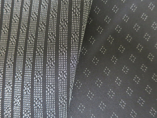 Reversible Birdseye/ Patterned Stripe Wool Fabric- By the Meter