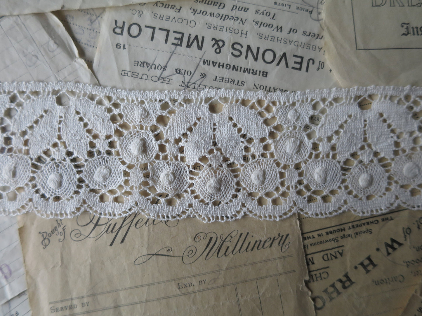 Ecru English Nottingham Cluny Lace- Petals & Raised Spots- 6 cm