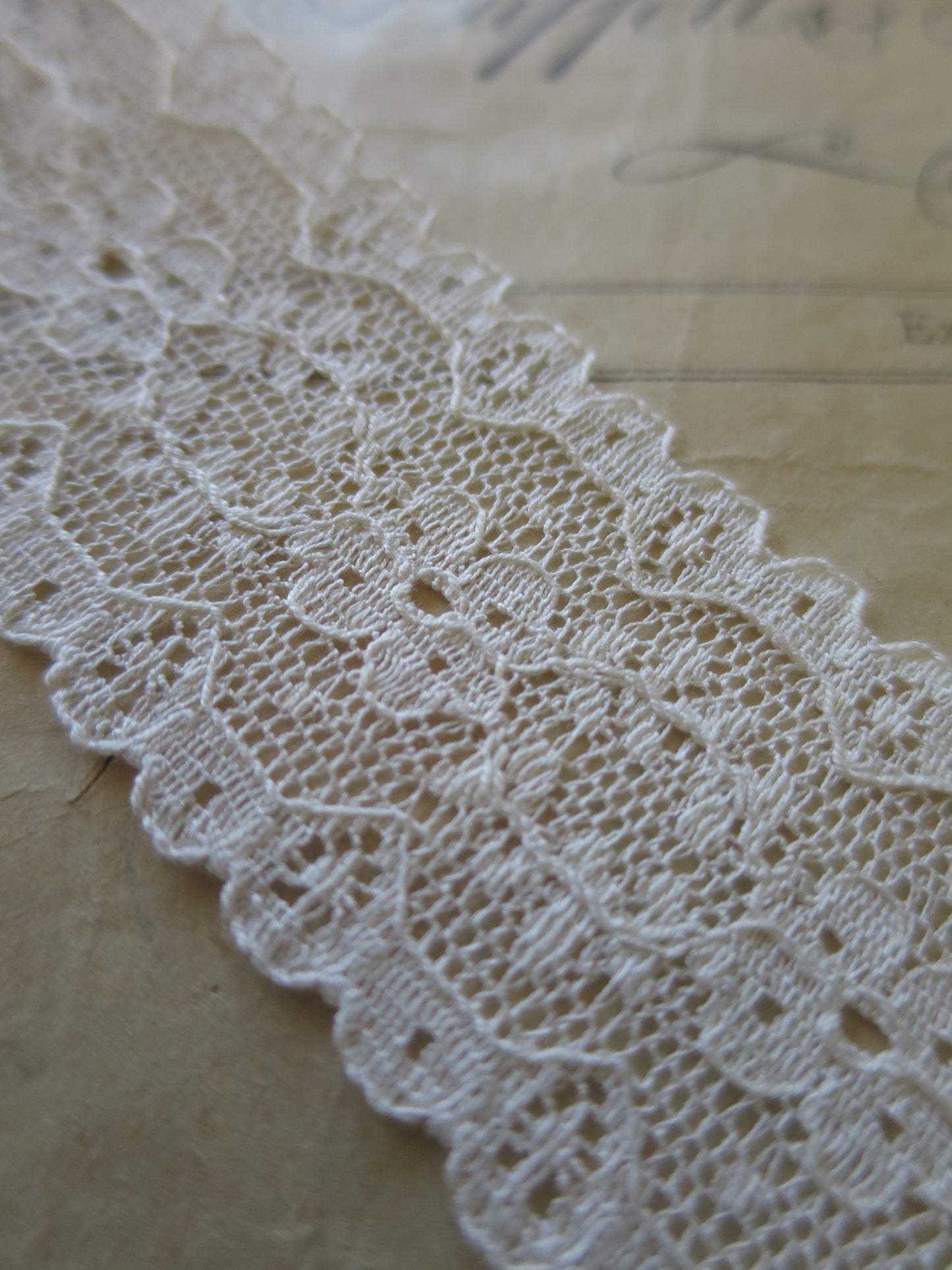 Ecru English Nottingham Point Lace- Floral Point- Galloon- 3.5 cm