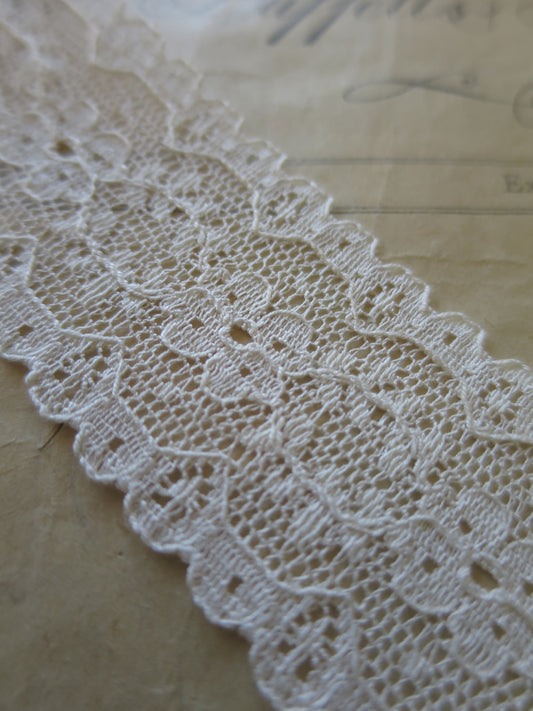 Ecru English Nottingham Point Lace- Floral Point- Galloon- 3.5 cm