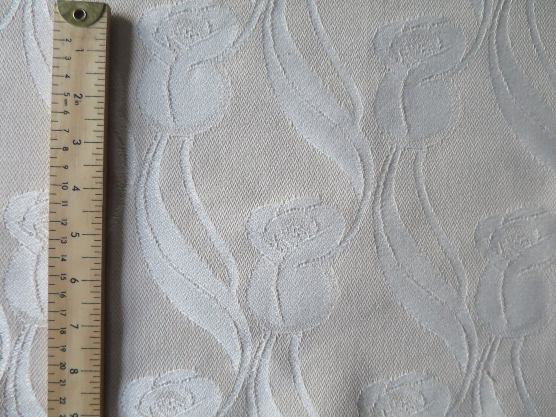 Handwoven Scottish Damask- Margaret Macdonald Mackintosh Roses- Beige- By the Meter- Home Furnishings- Upholstery