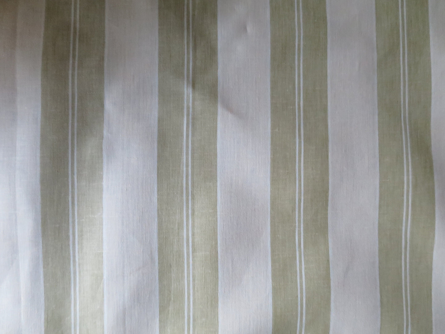 Handwoven Linen Scotch Holland Blind Fabric- Historical 1914- Green & Vanilla- by the Meter- Home Furnishings- Upholstery