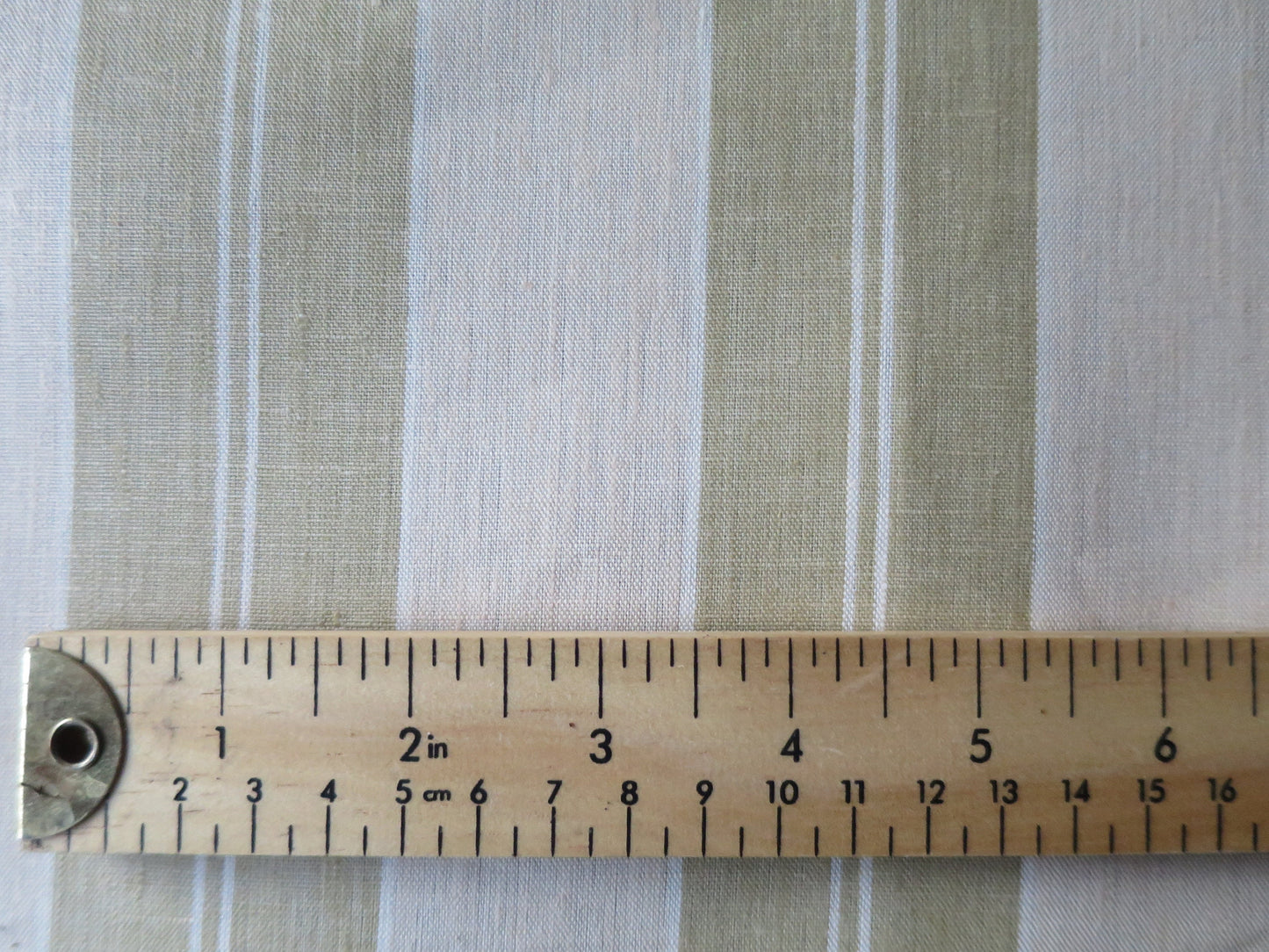 Handwoven Linen Scotch Holland Blind Fabric- Historical 1914- Green & Vanilla- by the Meter- Home Furnishings- Upholstery